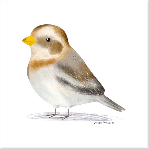 Snow Bunting Bird Wall Art by julianamotzko